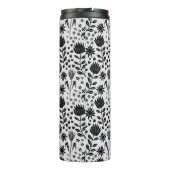 Protea Floral Block Print Millefleur Schwarz-weiß Thermosbecher (Rückseite)
