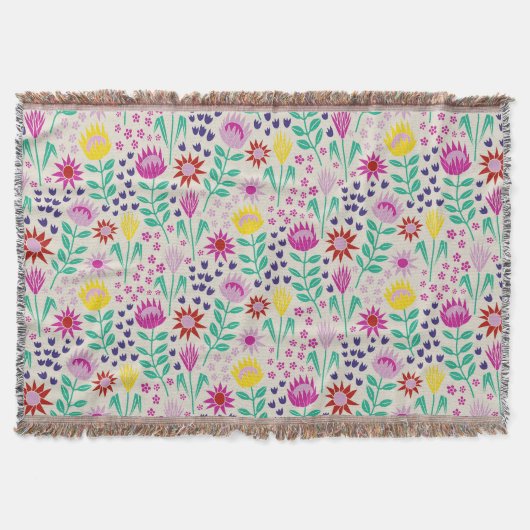 Protea Floral Block Print Milleflex Lichter Decke (Vorderseite)