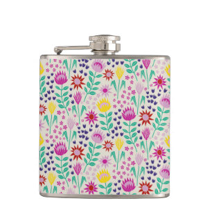 Protea Floral Block Print Milleflex Lichter Flachmann