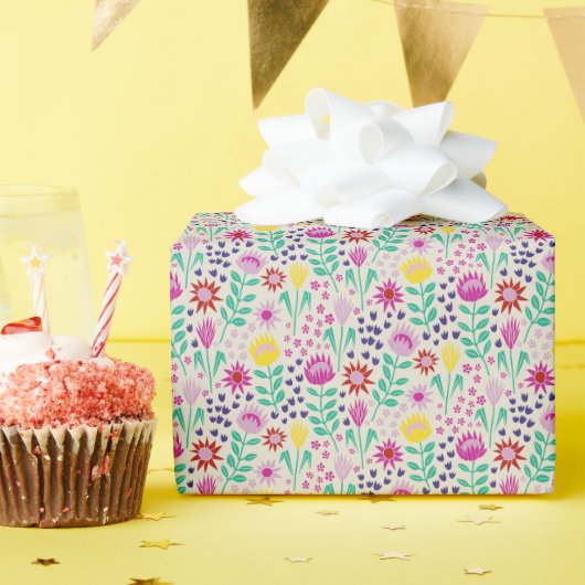 Protea Floral Block Print Milleflex Lichter Geschenkpapier (Geburtstagsparty)