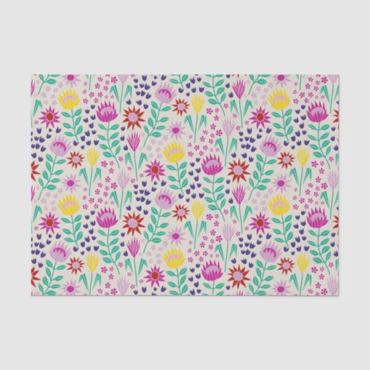 Protea Floral Block Print Milleflex Lichter Seidenpapier (Vorderseite)