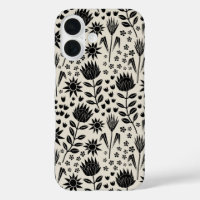 Protea Floral Block Print Milleflex schwarze Leine