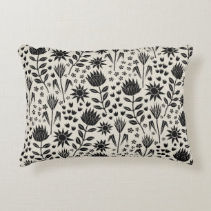 Protea Floral Block Print Milleflex schwarze Leine Dekokissen