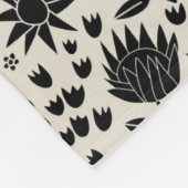 Protea Floral Block Print Milleflex schwarze Leine Fleecedecke (Ecke)