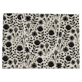 Protea Floral Block Print Milleflex schwarze Leine Große Geschenktüte (Rückseite)