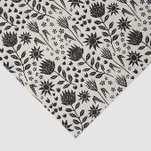 Protea Floral Block Print Milleflex schwarze Leine Seidenpapier (Ausschnitt)