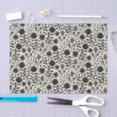 Protea Floral Block Print Milleflex schwarze Leine Seidenpapier (Handwerk)