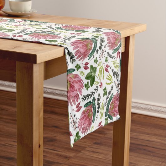 Protea Floral Watercolor Botanisch Kurzer Tischläufer (Beispiel)