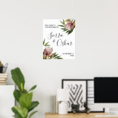 Protea Greenery Wedding Willkommenszeichen Poster (Heimbüro)