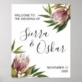 Protea Greenery Wedding Willkommenszeichen Poster (Vorne)