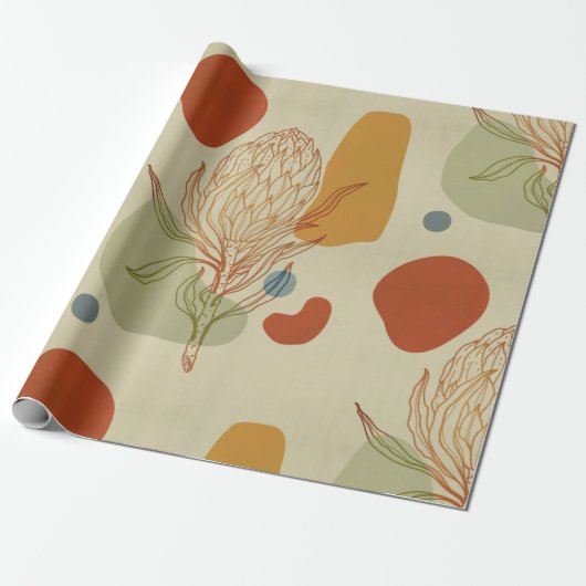 Protea Line Abstrakte Formen Trendy Botanical Geschenkpapier (Ungerollt)