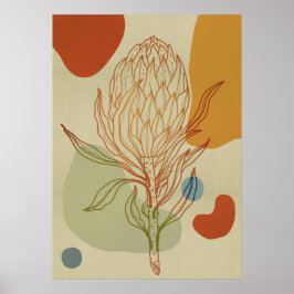 Protea Line Abstrakte Formen Trendy Botanical Poster