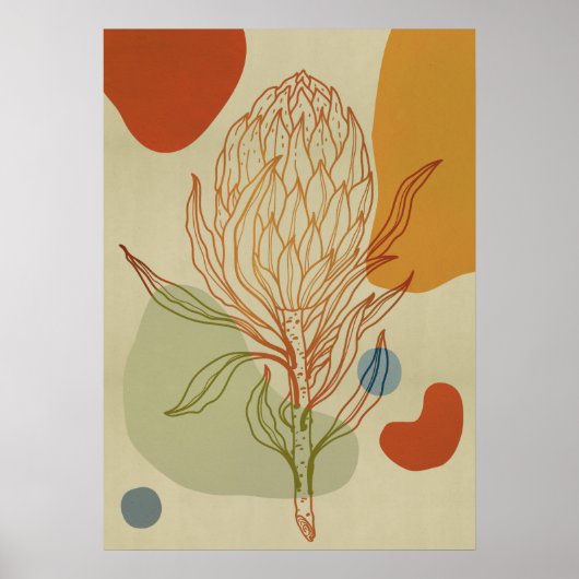 Protea Line Abstrakte Formen Trendy Botanical Poster (Vorne)