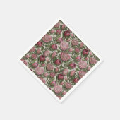 Protea mit rosa besticktem botanischem Muster Serviette (Ecke)