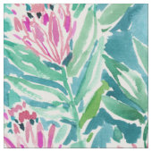 PROTEA-PARADIES tropisches BlumenAquarell Stoff (Nahaufnahme)