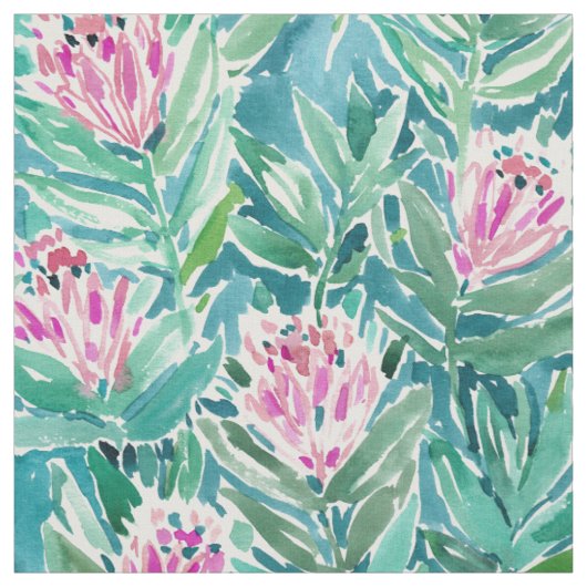 PROTEA-PARADIES tropisches BlumenAquarell Stoff (Muster)