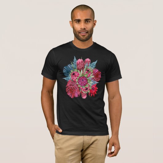 Protea & Regenwald Blooms - kühne tropisch T-Shirt (Vorne ganz)