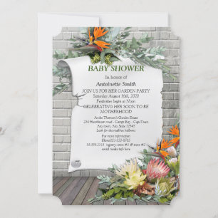 Protea - Strelitzia Blume Babydusche Einladung