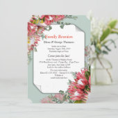 Protea - Strelitzia Blume Bouquets Wiedersehen Einladung (Stehend Vorderseite)