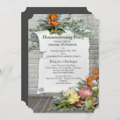 Protea - Strelitzia Blume Houswarming Party Einladung (Vorne/Hinten)
