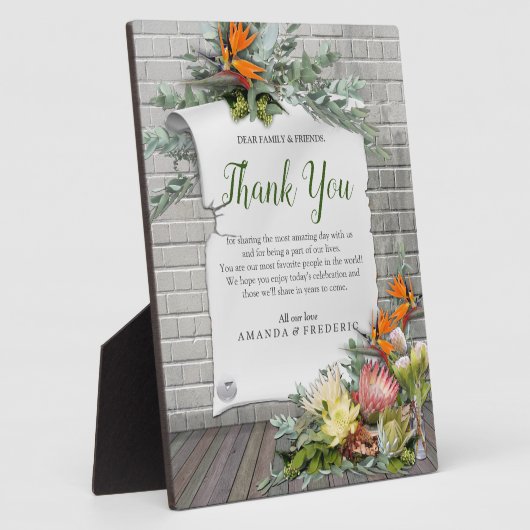 Protea - Strelitzia Blume Vielen Dank Fotoplatte (Seite)