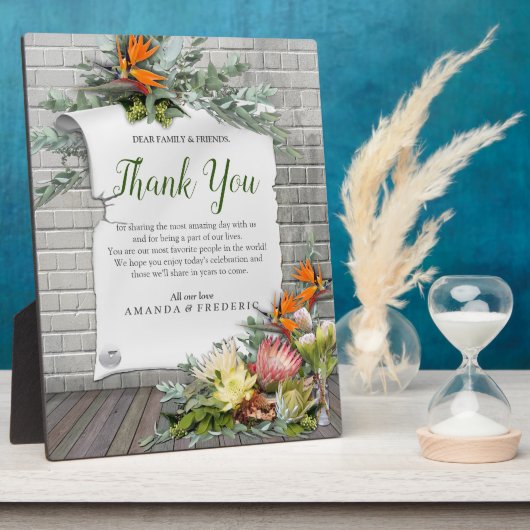 Protea - Strelitzia Blume Vielen Dank Fotoplatte (Seite)