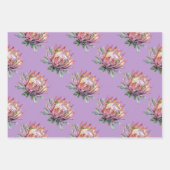 Protea sugarbush Blume Südafrikanisches lila Geschenkpapier Set (Vorderseite 3)