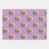Protea sugarbush Blume Südafrikanisches lila Geschenkpapier Set (Vorderseite 2)