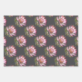 Protea Sugarbush Blume Südafrikanisches Rosa Grau Geschenkpapier Set (Vorderseite 2)