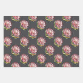 Protea Sugarbush Blume Südafrikanisches Rosa Grau Geschenkpapier Set (Vorderseite)