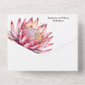 Protea Sugarbush fynbos Aquarellfarbenminimalist All In One Einladung (Rückseite)