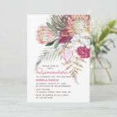 Protea Watercolor Floral Bouquet Quinceañera Einladung (Stehend Vorderseite)