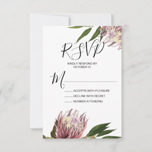 Protea Wedding RSVP Response Card (Vorderseite)