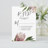Protea Wedding RSVP Response Card (Stehend Vorderseite)