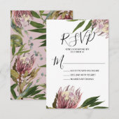 Protea Wedding RSVP Response Card Karte (Vorne/Hinten)