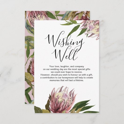 Protea Wedding Wishing Well Response Card RSVP Karte (Vorne/Hinten)