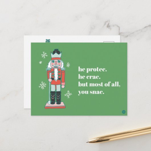 "Protec Nutcracker Holiday Postcard" Postkarte (Vorderseite/Rückseite Beispiel)