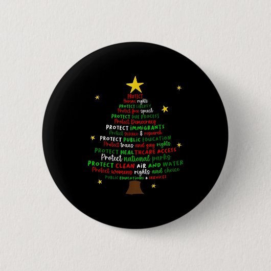 Protect Democracy Christmas Tree Feminist Social J Button (Vorderseite)