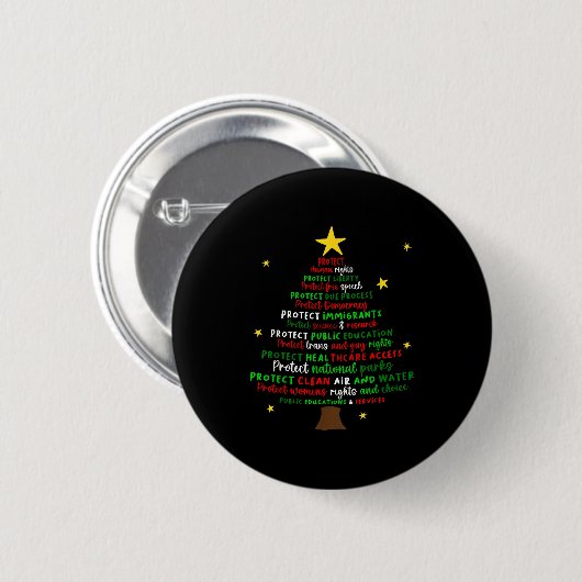 Protect Democracy Christmas Tree Feminist Social J Button (Vorne & Hinten)