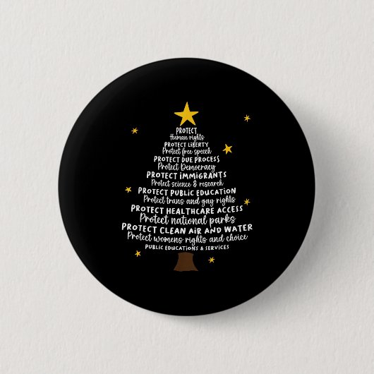 Protect Democracy Christmas Tree Subtle Anti Trump Button (Vorderseite)