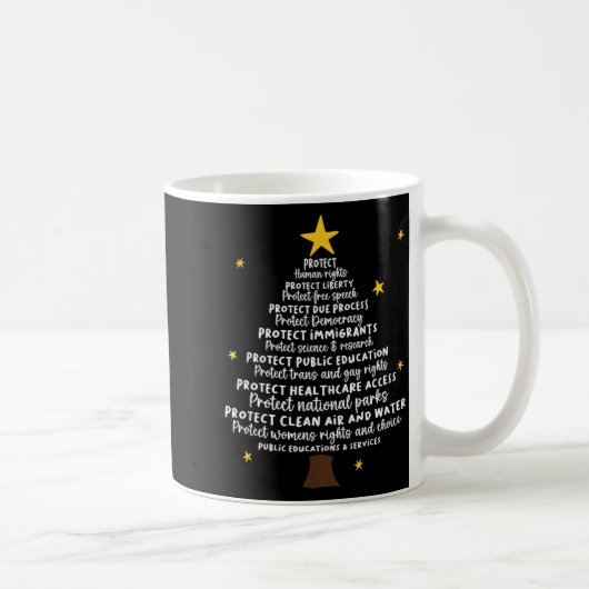 Protect Democracy Christmas Tree Subtle Anti Trump Kaffeetasse (Rechts)