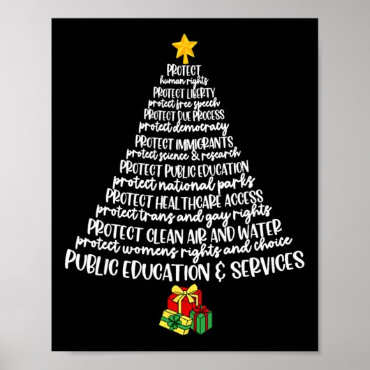 Protect Democracy Weihnachtsbaum-T-Shirt, subtiles Poster (Vorne)