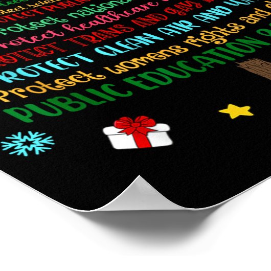 Protect Human Rights Democracy Christmas Tree Men  Poster (Ecke)