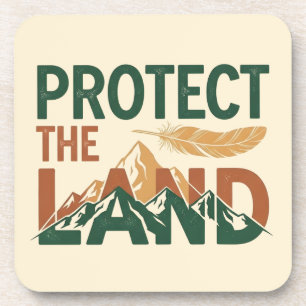 "Protect the Land" Berge mit Feder  Getränkeuntersetzer