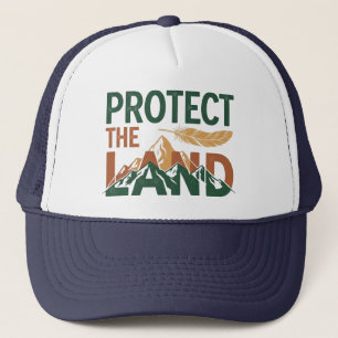 "Protect the Land" Berge mit Feder  Truckerkappe
