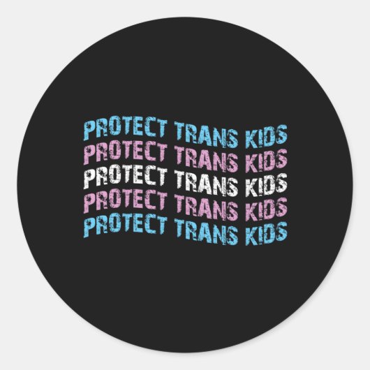 Protect Trans Kids - Trans Flag Wave Runder Aufkleber (Vorderseite)