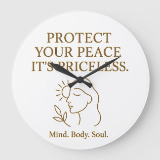 Protect Your Peace — Minimalist Self-Care Quote Große Wanduhr