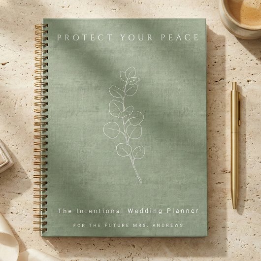Protect Your Peace Sage Green Wedding Planner Notizblock