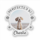 Protected By Dog Photo Paw Print Design Aufkleber (Vorderseite)