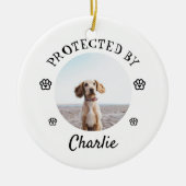 Protected By Dog Photo Paw Print Design Keramik Ornament (Vorne)